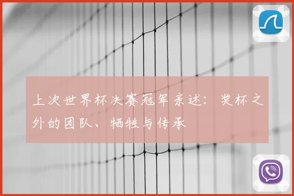 上次世界杯决赛冠军亲述:奖杯之外的团队、牺牲与传承